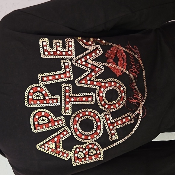 VTG APPLE BOTTOMS Black Moto Style Sequin Logo Zipper Jacket - Picture 9 of 13